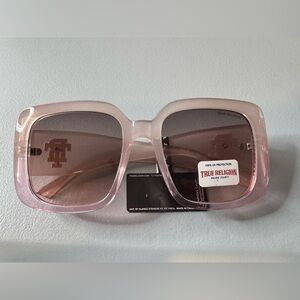 True Religion Blush pink maybe Square oversized Sunglasses gold hardware